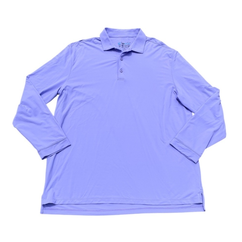 IBKUL Modern Fit Long Sleeve Polo UPF 50+ Quick Dry Mens XL Purple Golf Outdoor - Picture 2 of 13